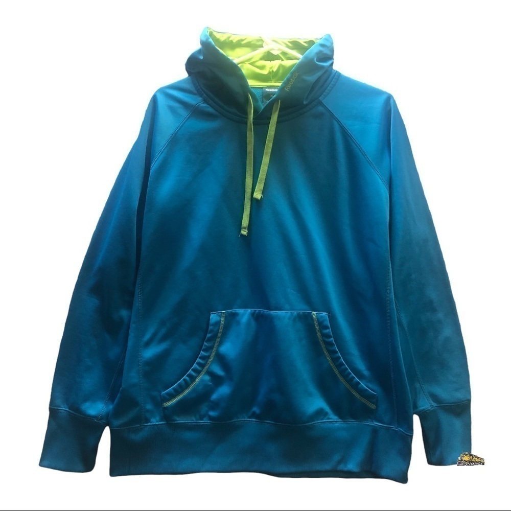 Reebok Hoodie Size X Large Blue / Green Athletics in Excellent Used Cond…